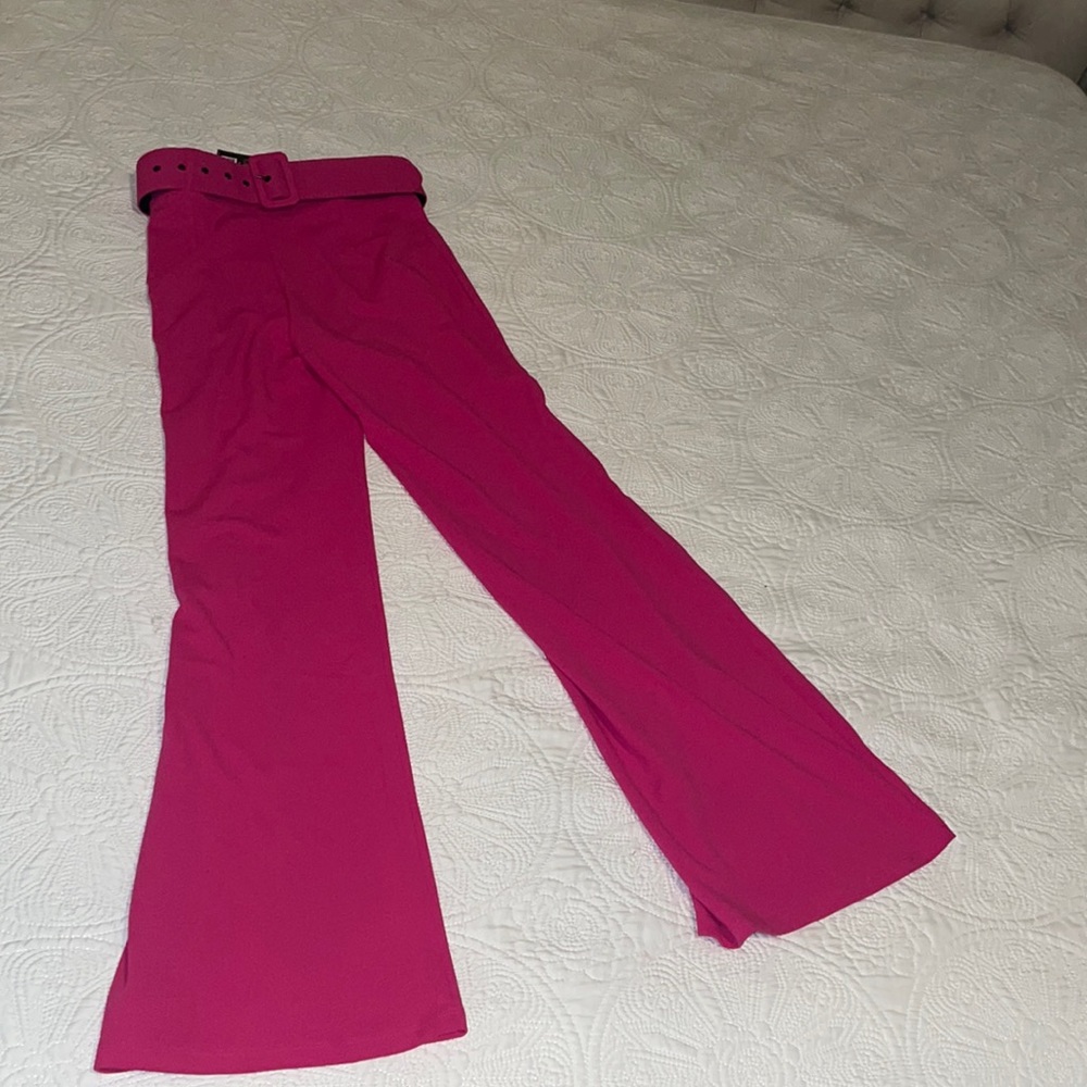 Hot pink trousers. With belt size L